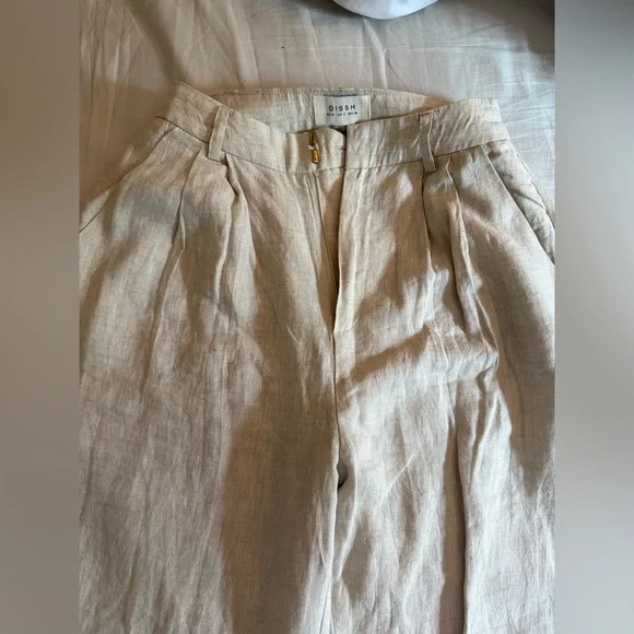 DISSH size 2 linen pants, tan - Picture 3 of 4